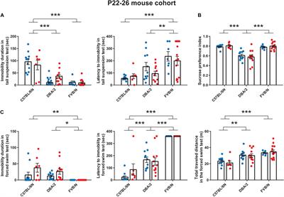 Baseline Depression-Like Behaviors in Wild-Type Adolescent Mice Are Strain and Age but Not Sex Dependent